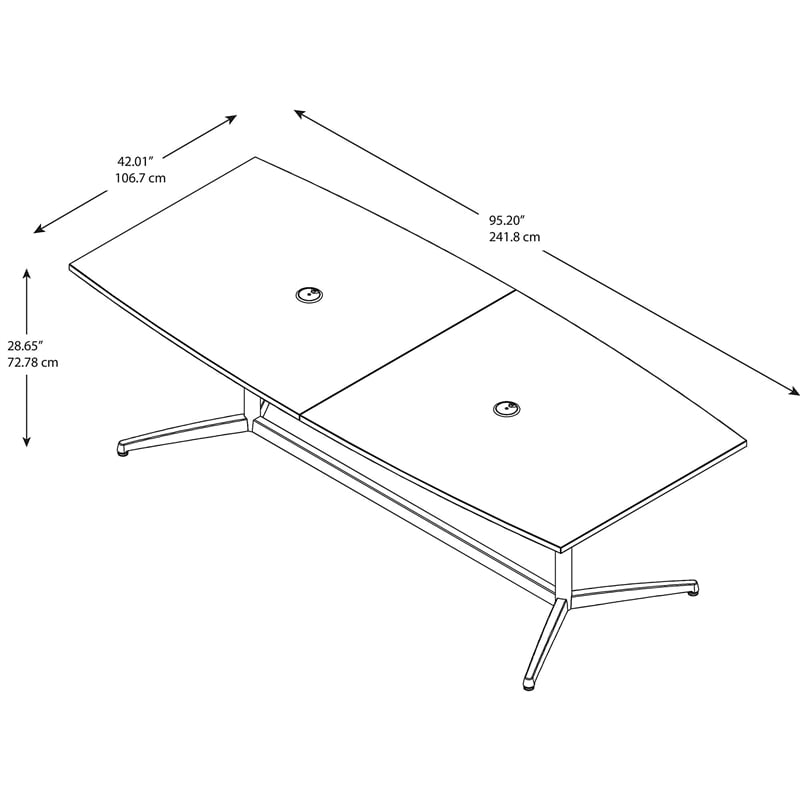 Pemberly Row Boat Shaped Conference Table with Metal Base in Cherry