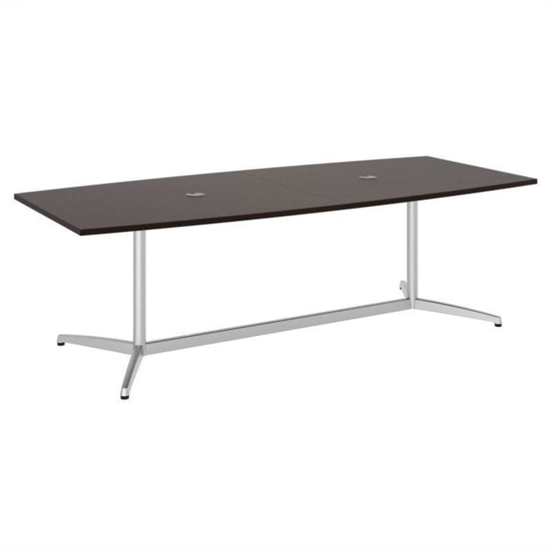 Pemberly Row Boat Shaped Conference Table with Metal Base in Cherry