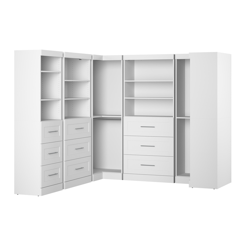 Pemberly Row 161W Walk-In Closet Organizer System in White - Engineered Wood