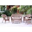 Pemberly Row 5 Piece Resin Wicker Outdoor Patio Conversation Set in Honey