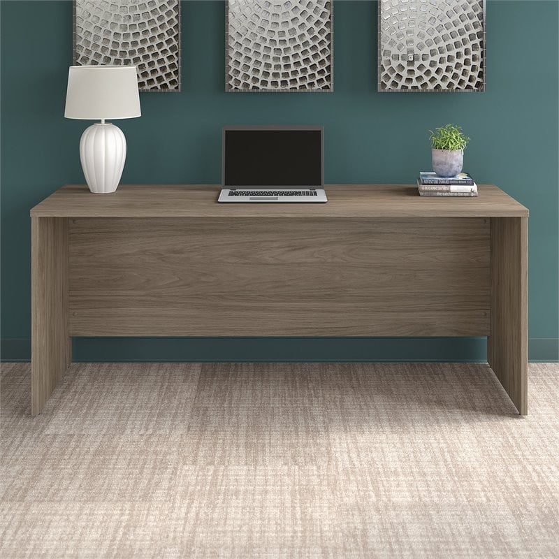 Pemberly Row 72W x 24D Credenza Desk in Modern Hickory - Engineered Wood