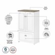 Pemberly Row L Desk with Hutch & Storage Cabinet in White/Gray - Engineered Wood
