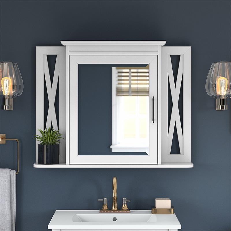 Pemberly Row Bathroom Medicine Cabinet with Mirror - White Ash - Engineered Wood