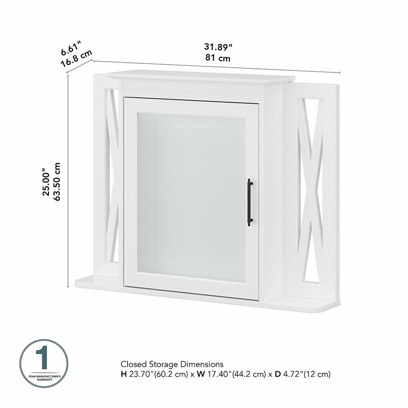 Pemberly Row Bathroom Medicine Cabinet with Mirror - White Ash - Engineered Wood
