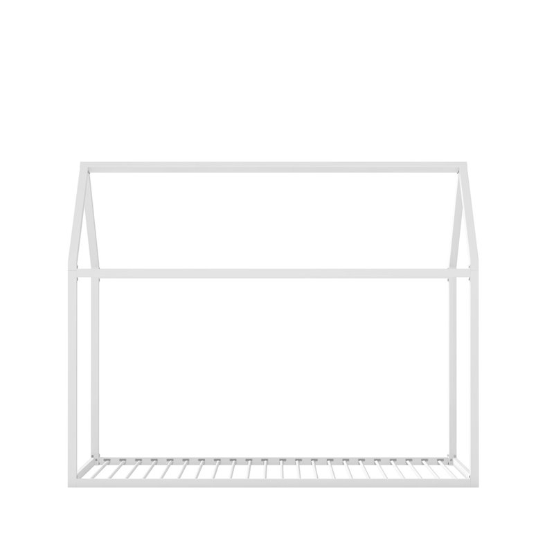 Pemberly Row Modern Kids Metal House Bed Twin Size Frame in White