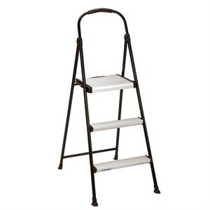 Pemberly Row Three-Step Folding Step Stool with Rubber Hand Grip in Black