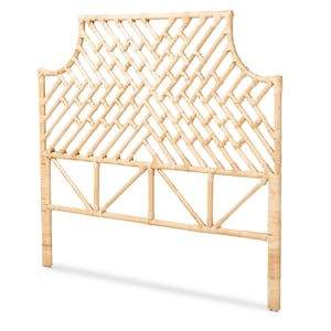 Pemberly Row Modern Brown Rattan Queen Size Standalone Headboard