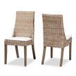 Pemberly Row Modern Bohemian Gray Rattan 2-Piece Dining Chair Set
