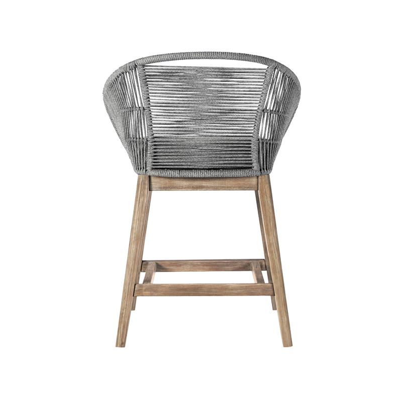 Pemberly Row Indoor/Outdoor Counter Height Bar Stool in Light Eucalyptus Wood