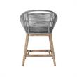 Pemberly Row Indoor/Outdoor Counter Height Bar Stool in Light Eucalyptus Wood