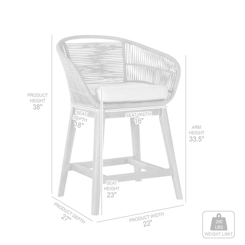 Pemberly Row Indoor/Outdoor Counter Height Bar Stool in Light Eucalyptus Wood