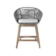 Pemberly Row Indoor/Outdoor Counter Height Bar Stool in Light Eucalyptus Wood