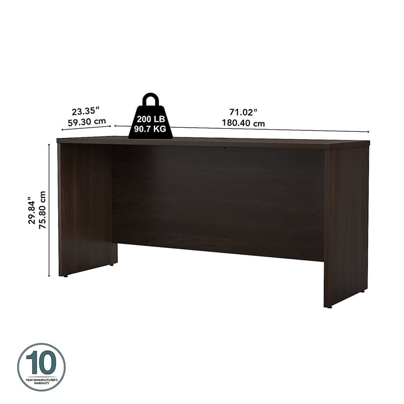 Pemberly Row 72W x 24D Credenza Desk in Black Walnut - Engineered Wood