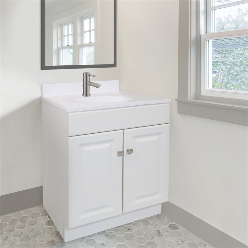 Pemberly Row 30-Inch Unassembled 2-Door Bathroom Wood Vanity Without Top - White