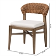 Pemberly Row Brown Mahogany Wood and Natural Rattan Dining Chair