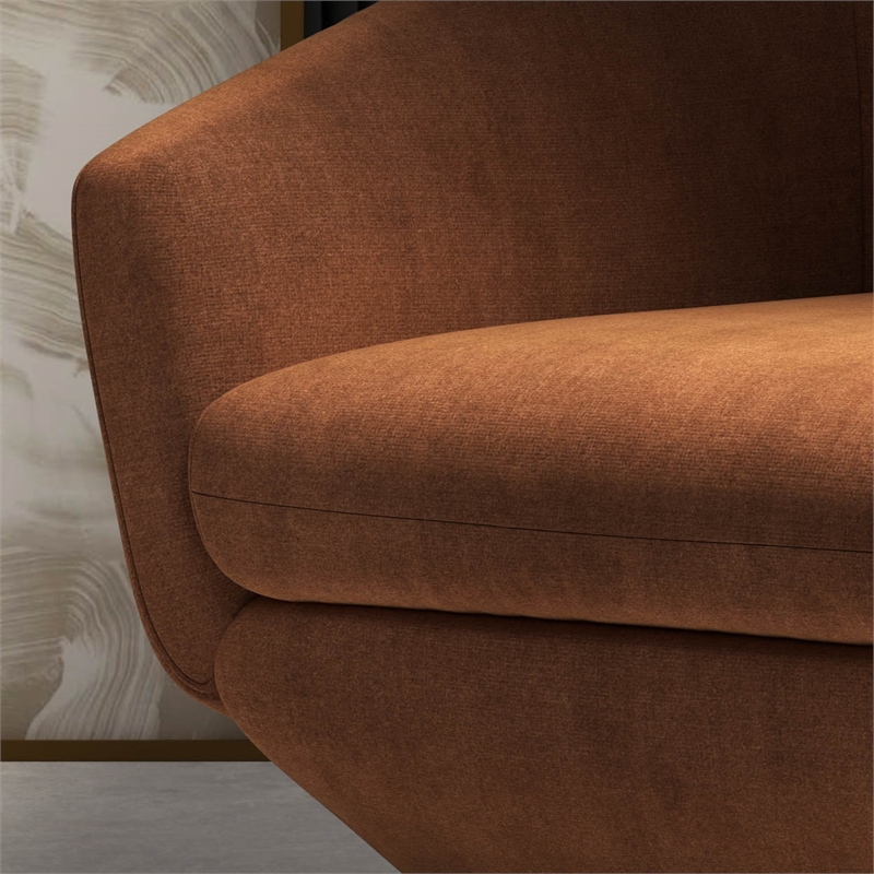 Pemberly Row Modern Fabric Upholstered Accent Swivel Chair in Rust