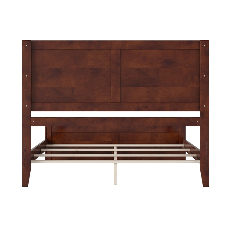Pemberly Row Queen Foundation Bed Frame with Matching Footboard in Walnut