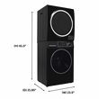Pemberly Row Stainless Steel Washer/Compact Short Dryer in Black