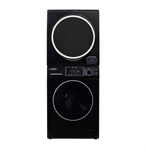 Pemberly Row Stainless Steel Washer/Compact Short Dryer in Black