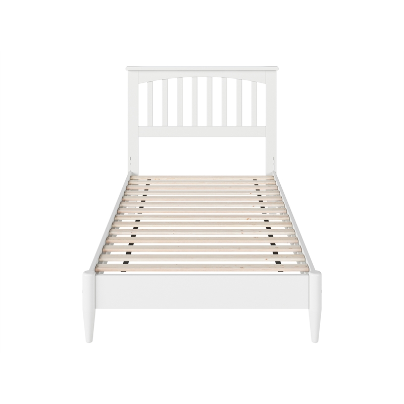 Pemberly Row Contemporary Twin XL Wood Low Profile Platform Bed in White