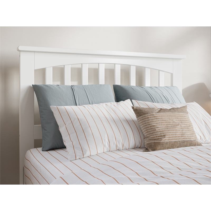 Pemberly Row Contemporary Twin XL Wood Low Profile Platform Bed in White