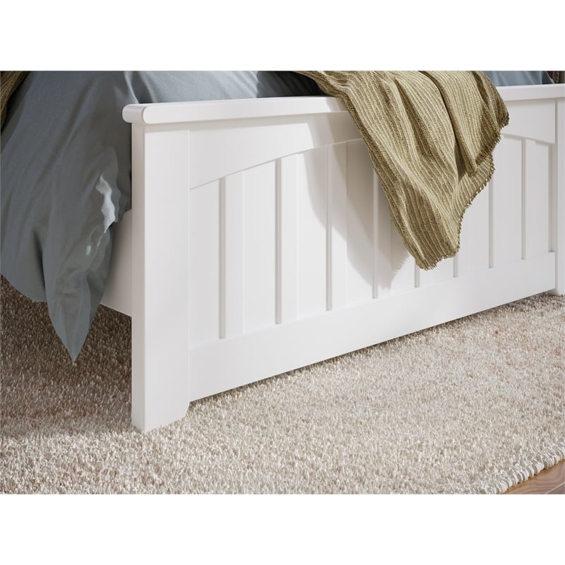 Pemberly Row Contemporary Twin XL Wood Low Profile Platform Bed in White