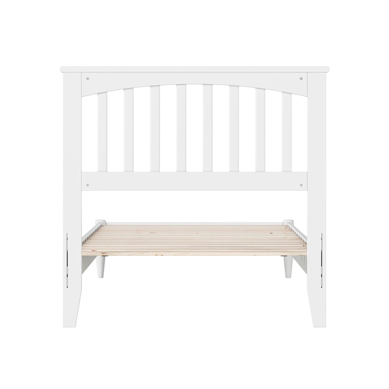 Pemberly Row Contemporary Twin XL Wood Low Profile Platform Bed in White
