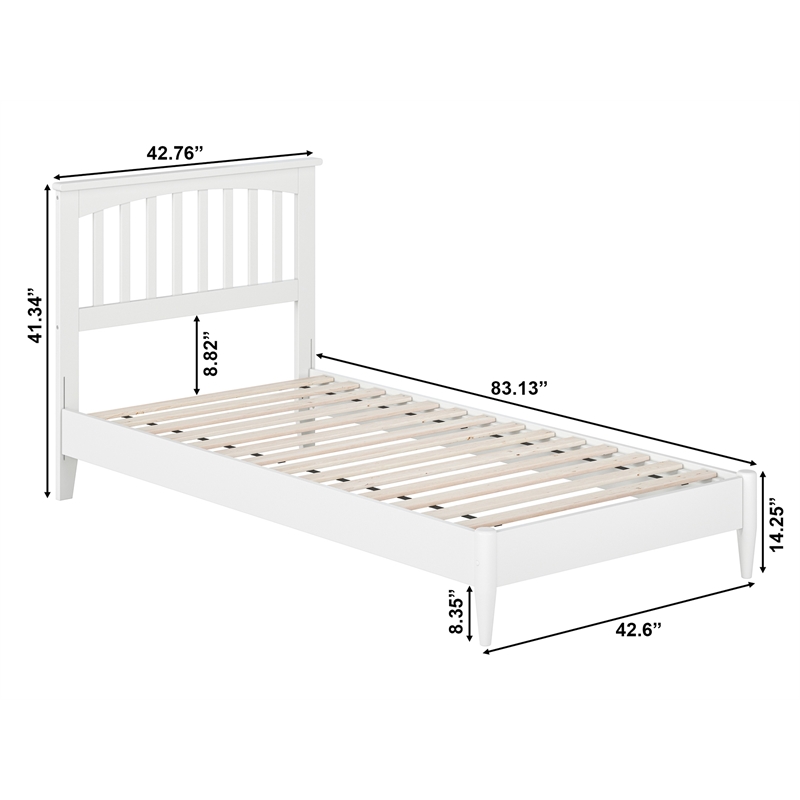 Pemberly Row Contemporary Twin XL Wood Low Profile Platform Bed in White