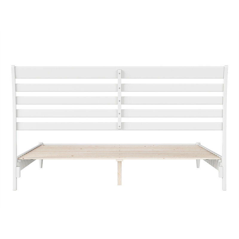 Pemberly Row Modern King Wood Low Profile Platform Bed in White