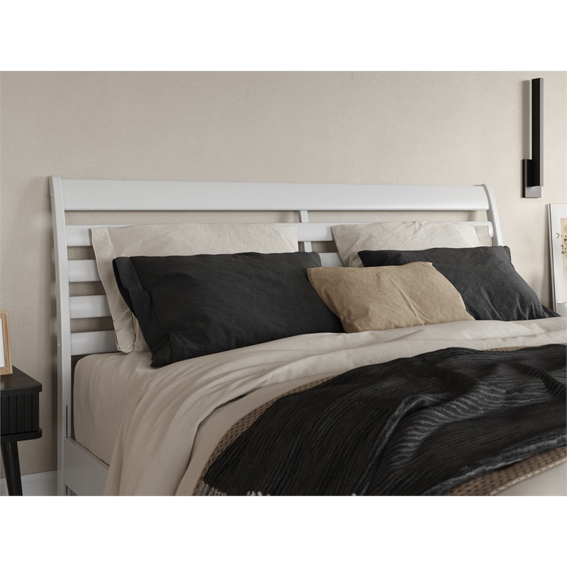 Pemberly Row Modern King Wood Low Profile Platform Bed in White