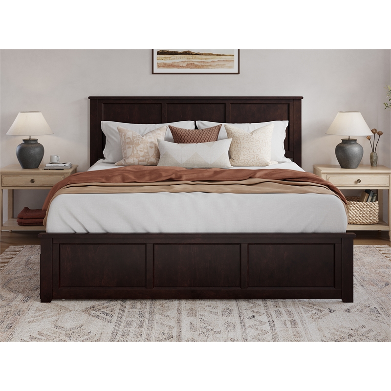 Pemberly Row King Wood Platform Bed with Matching Footboard & Drawers - Espresso