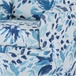 Pemberly Row Polyester Fabric Swivel Chair in Blue and White