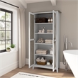 Pemberly Row Tall Bathroom Cabinet with Doors in White/Gray - Engineered Wood