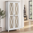 Pemberly Row Tall Storage Cabinet with Doors in White/Gray - Engineered Wood