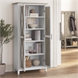 Pemberly Row Tall Storage Cabinet with Doors in White/Gray - Engineered Wood