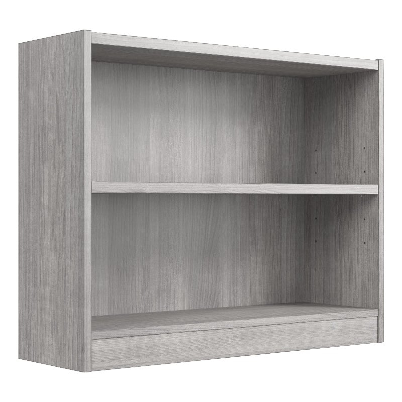 Pemberly Row Small 2 Shelf Bookcase in Platinum Gray - Engineered Wood