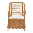 Pemberly Row Bohemian Light Honey Scalloped Rattan Arm Chair