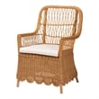 Pemberly Row Bohemian Light Honey Scalloped Rattan Arm Chair