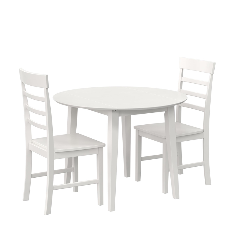 Pemberly Row 3-Piece Wood Dining Set with Double Drop Leaf in White