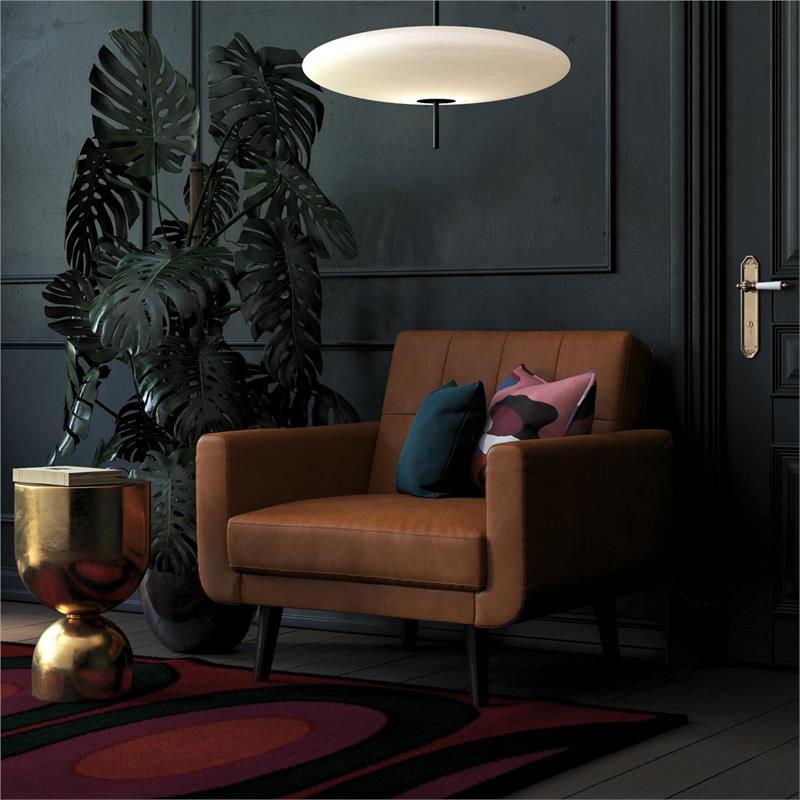 Pemberly Row Modern Chair Upholstered Accent Chair in Camel Faux Leather