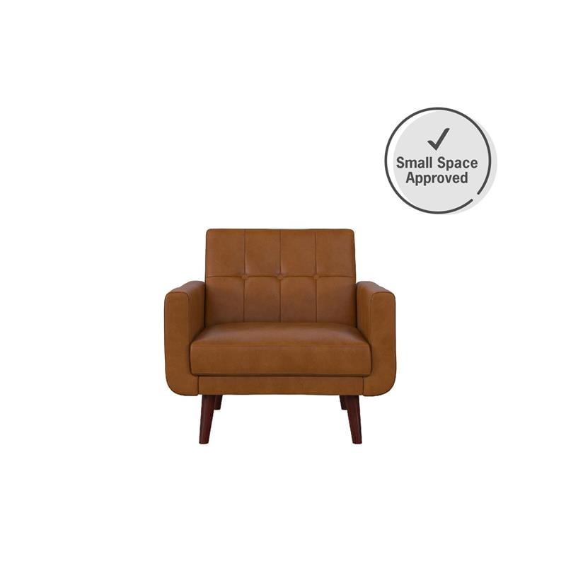 Pemberly Row Modern Chair Upholstered Accent Chair in Camel Faux Leather