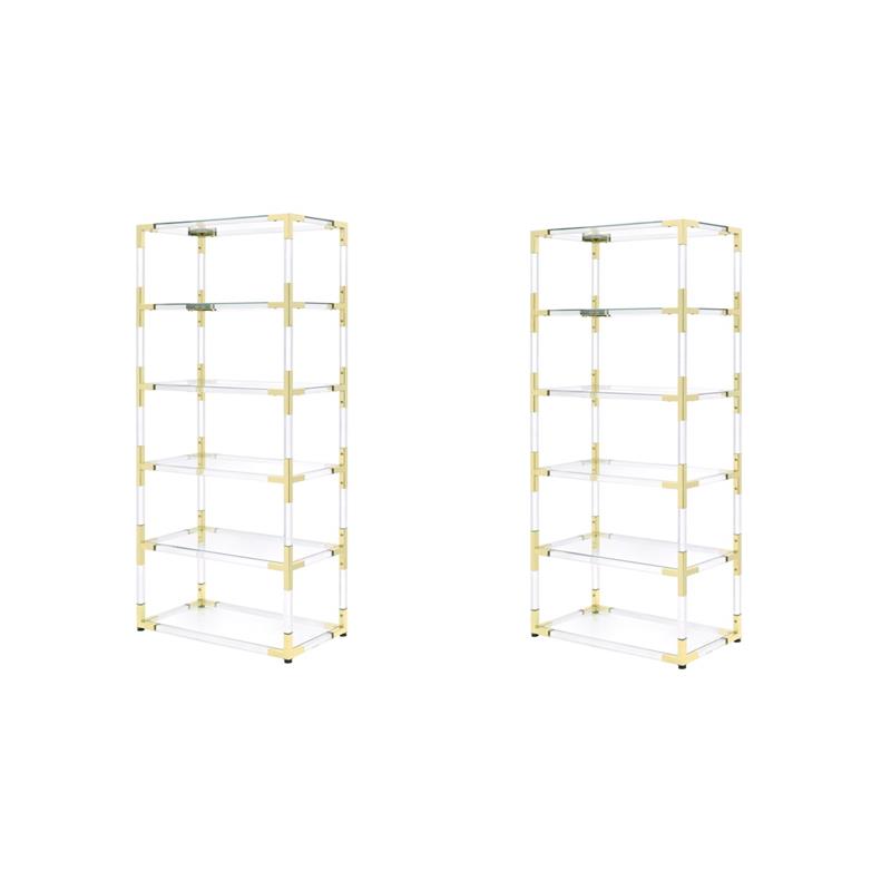 Pemberly Row Set of 2 Lucite Acrylic Bookcases with 6 Shelf in Clear