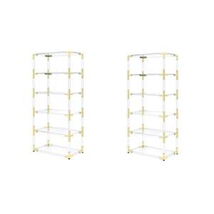 Pemberly Row Set of 2 Lucite Acrylic Bookcases with 6 Shelf in Clear