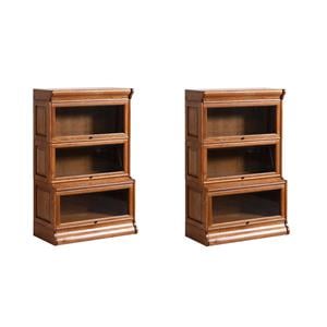 Pemberly Row Set of 2 33&quot Wood Barrister Bookcases in Cherry