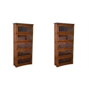 Pemberly Row Set of 2 35.25&quot Wood Barrister Bookcases in Brown
