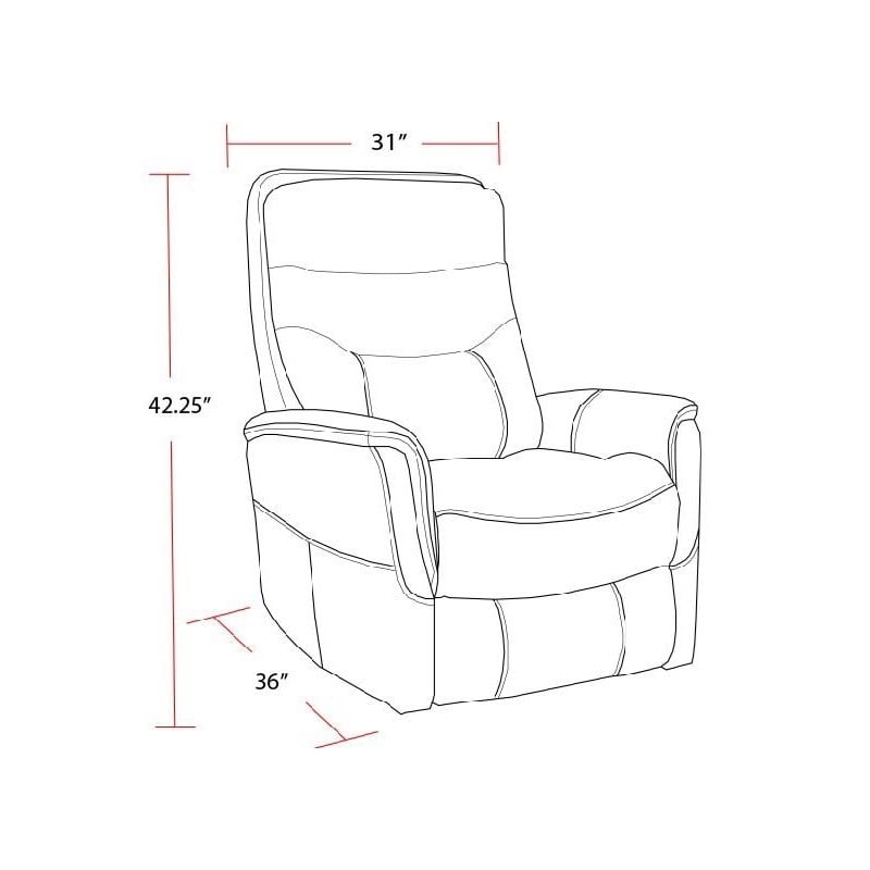 Pemberly Row Transitional Leather Manual Swivel Glider Recliner in Red