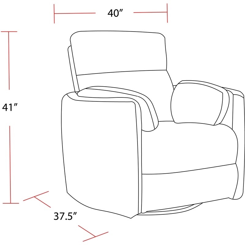 Pemberly Row Leather Power Cordless Swivel Glider Recliner in Gray