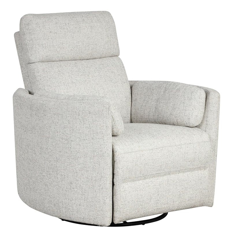 Pemberly Row Contemporary Fabric Power Swivel Glider Recliner in Natural Quartz