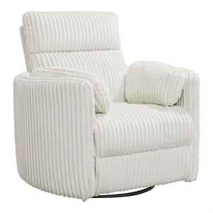 Pemberly Row Modern Chenille Fabric Swivel Glider Recliner in Ivory