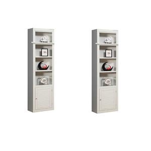 Pemberly Row Set of 2 22&quot Transitional Wood Open Top Bookcases in Cottage White